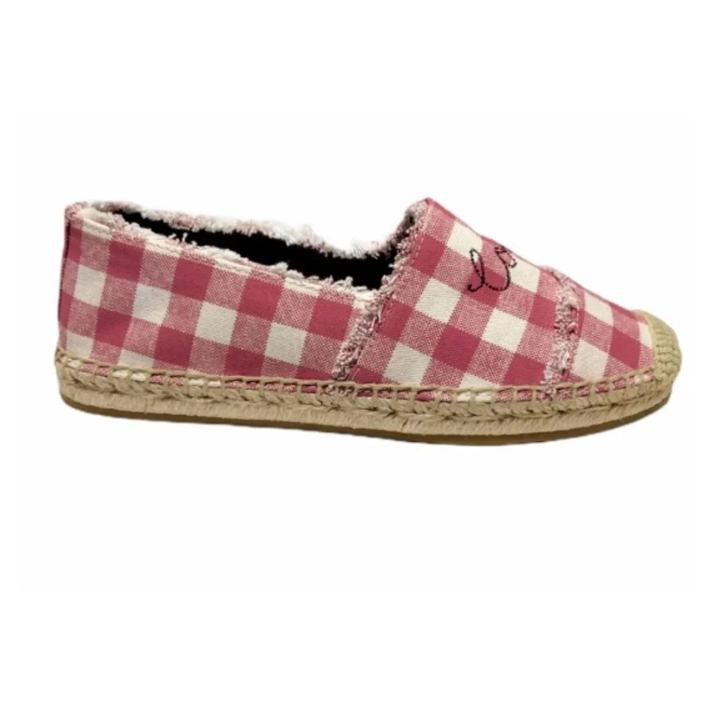 COACH CELINA GINGHAM ESPADRILLE STRAWBERRY/CHALK SHOES WOMEN'S SIZE 6.5